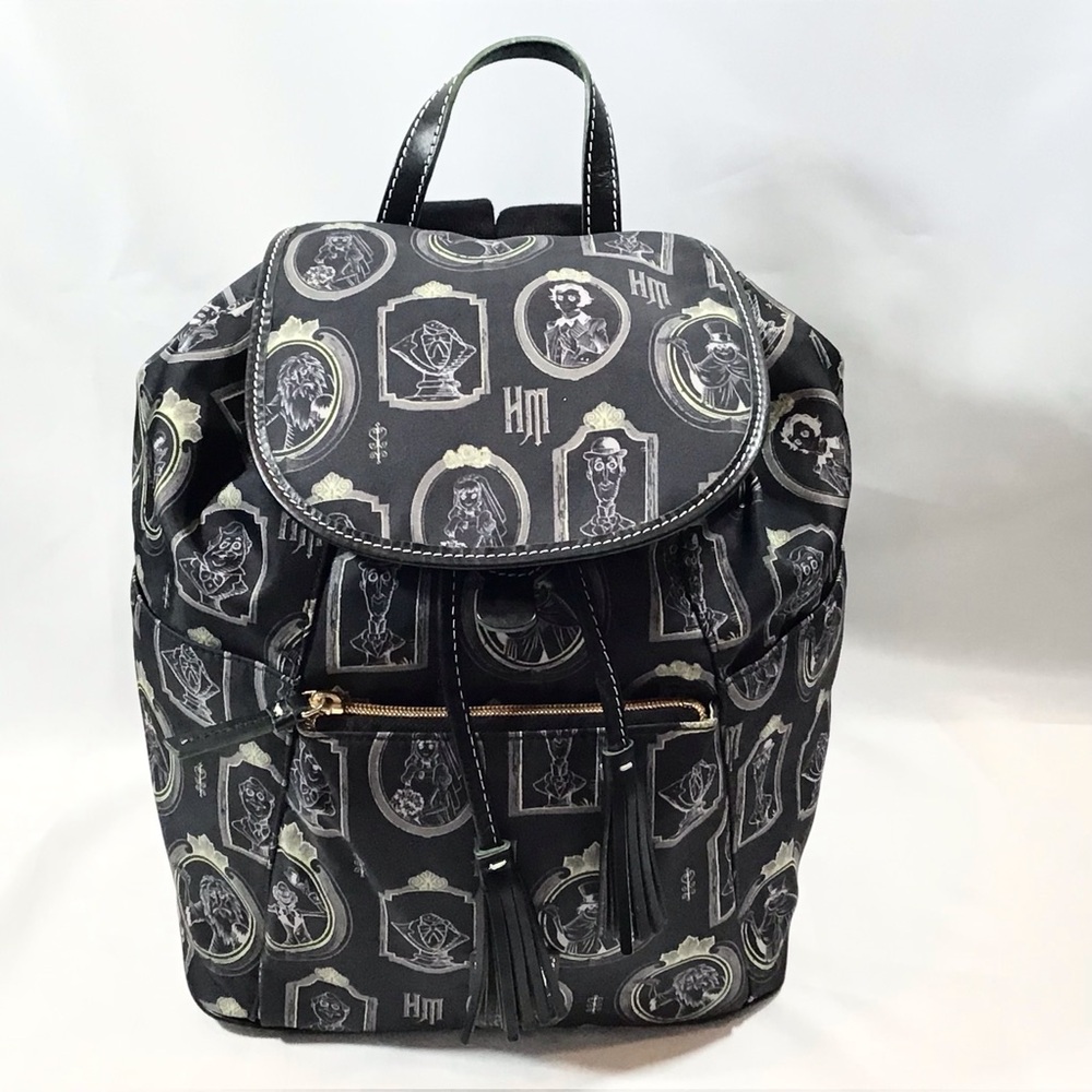 New Authentic Dooney & Bourke Haunted Mansion AOP Black Backpack Drawstring